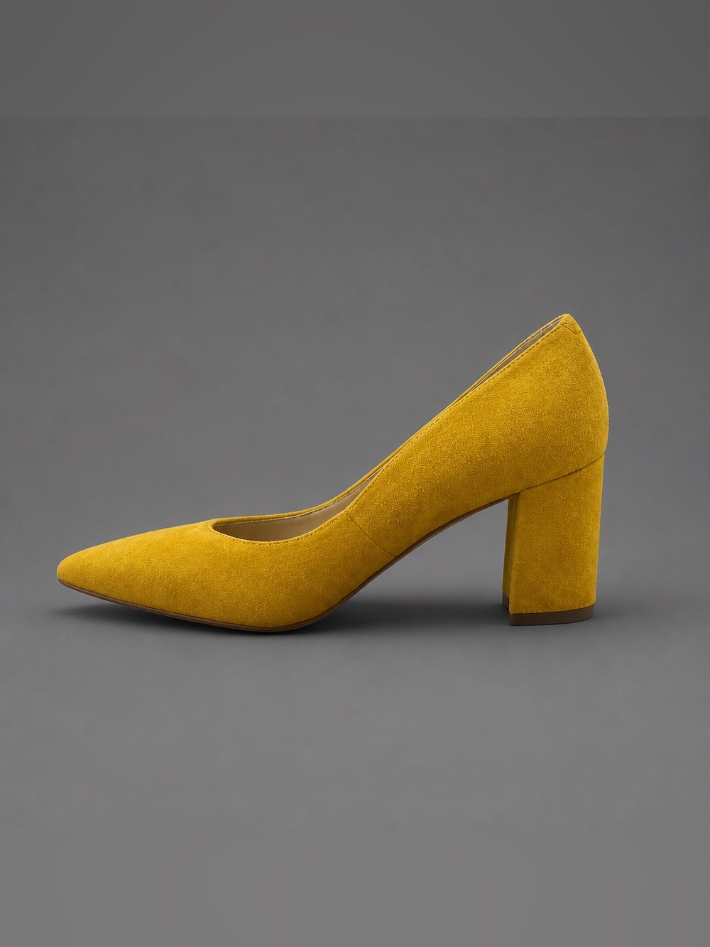 Marc Fisher Yellow Suede Block Heel Pump
